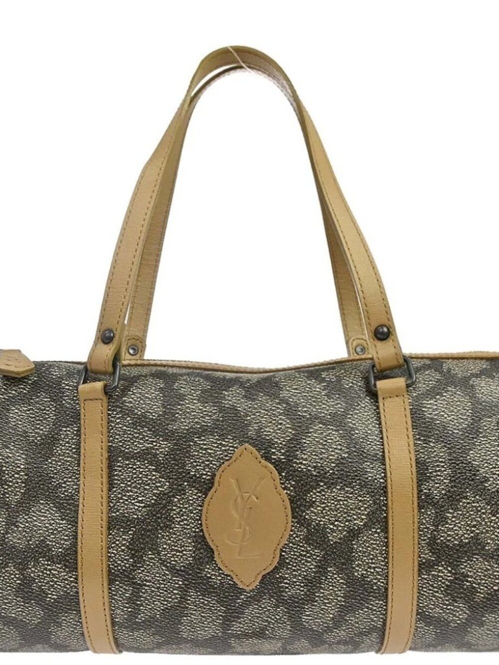 Yves Saint Laurent Gray PVC Giraffe Print Mini Drum Handbag 168409